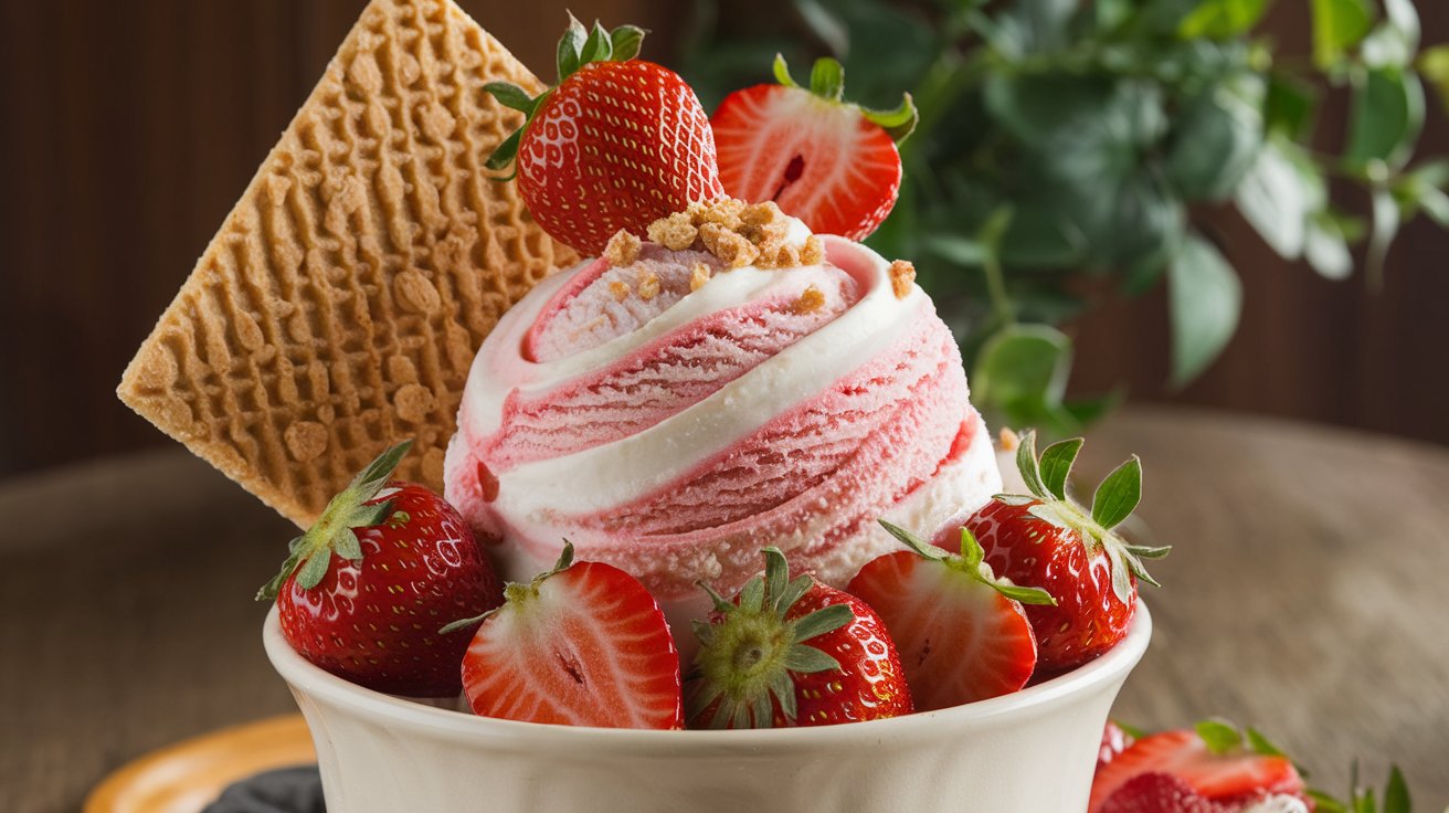 Homemade Strawberry Cheesecake Swirl Ice Cream