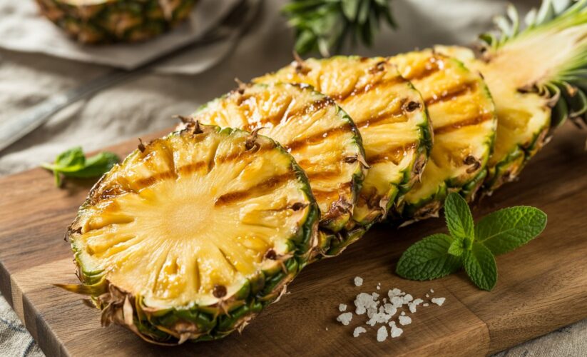 grilled pineapple with brown sugar glaze