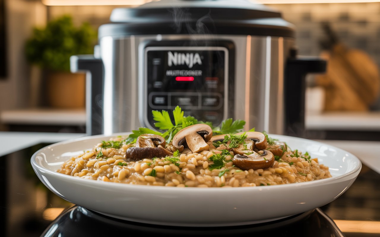 Ninja Multicooker Farro Risotto with Mushrooms