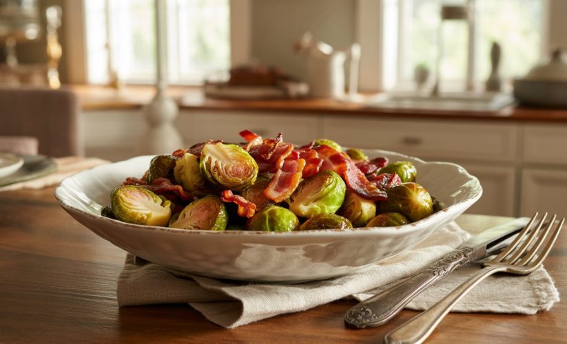 Maple Candied Brussels Sprouts with Bacon