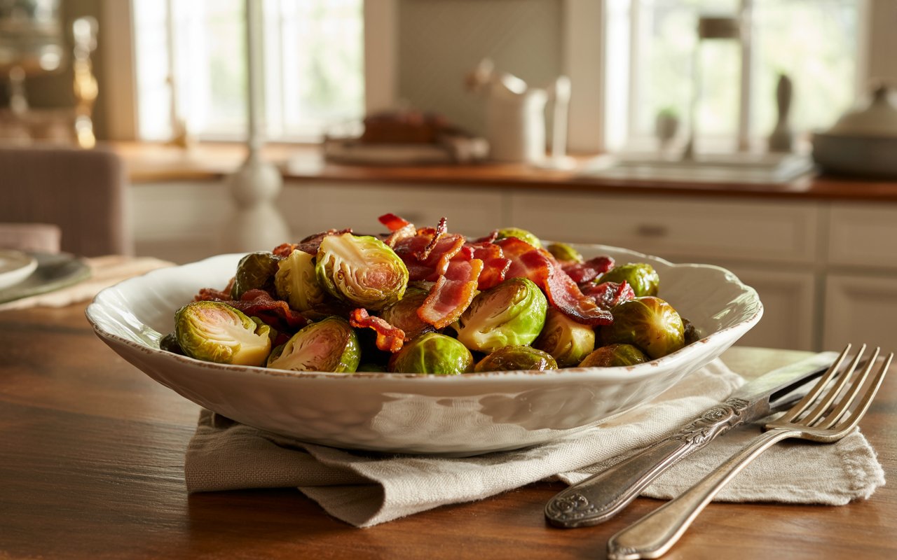 Maple Candied Brussels Sprouts with Bacon