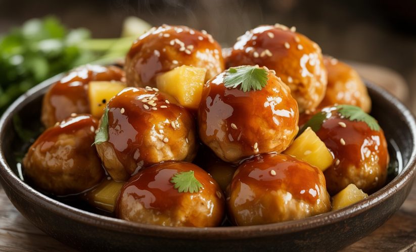 Pineapple Teriyaki Meatballs in the Ninja Foodi