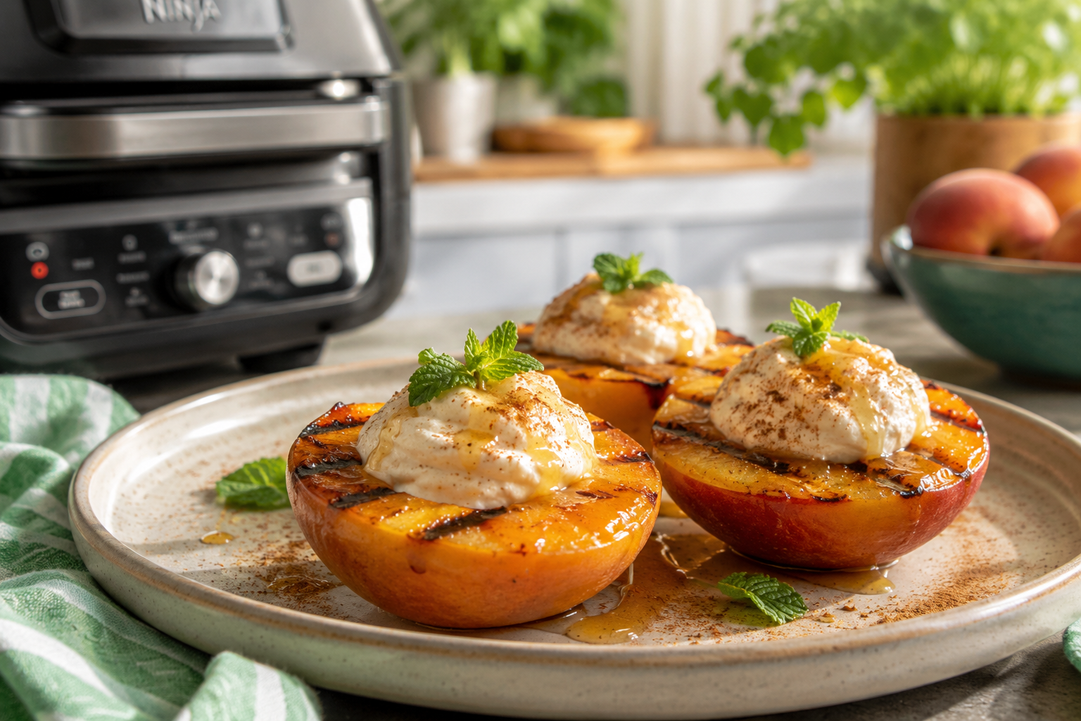 Grilled Peaches with Cinnamon Mascarpone